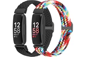 XANS Nylon Geflochtene Armband Kompatibel mit Fitbit Inspire 3/Inspire 2/Inspire/Inspire HR/Fitbit Ace 3/Ace 2, Elastisches Verstellbares Ersatzarmband Dehnbare Weiche Sport Armband für Damen Herren