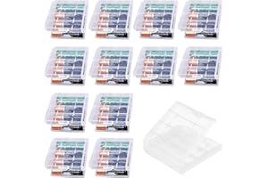 BAVOOTY Przezroczyste wodoodporne plastikowe etui na baterie, plastikowe etui do przechowywania baterii, etui do przechowywania baterii AA/AA, przezroczyste pudełko do przechowywania baterii, 62 x 60 x 18 mm,