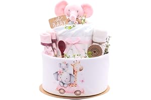 TRENDMAMA Trend Mama® Windeltorte | Elefant | Rosa | 27 Stück | Größe 4-8 kg