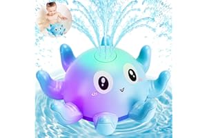 PETARMS Baby Bath Toys for 3 Year Olds for 1 2 3 4 5 6 Boys Girls Light Up Toys Automatic Induction Octopus Water Fountain Toy Spray Swimming Pool Bath Time Fun for Kids Toddler Infant