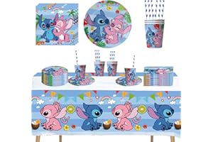 DecPtyTa Vajilla Fiesta Cumpleaños ,Decoracion cumpleaños Platos Taza Pajitas Servilletas Manteles etc,Adecuado para 10 personas(G4)