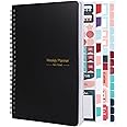 Weekly Planner Notebook, A5 To Do List Notebook 52 Weekly Goals Planner with Habit Tracker Daily Planner for Students School Work Productivity（Black）