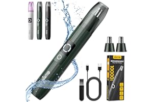 WWTOP Nasenhaartrimmer Herren, USB Wiederaufladbar Nasenhaarschneider Ohrhaarschneider 2 in 1 Set, Professioneller Schmerzloser Nasentrimmer Gesichtshaartrimmer für Männer Frauen, 2 Ersatzköpfe (Graugrün)