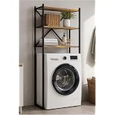 Braga Metal 3 &Ccedil;amaşır Makinesi &Uuml;st&uuml; D&uuml;zenleyici Raf Banyo Dolap, Siyah - &Ccedil;am, 162 &times; 70 cm