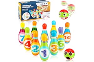 ZUSUZU Bowling Enfant,Jeu de quilles pour Enfants,Jouets Montessori,10 Quilles Colorées + 2 Balles en Mousse,Idée Cadeau pour Garçons et Filles (à partir de 3 Ans)