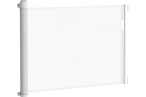 NAIZY Cancelletto di Sicurezza a Scomparsa Regolabile da 0-180cm per Porte e Scale, Adatto per Interni ed Esterni - Bianco