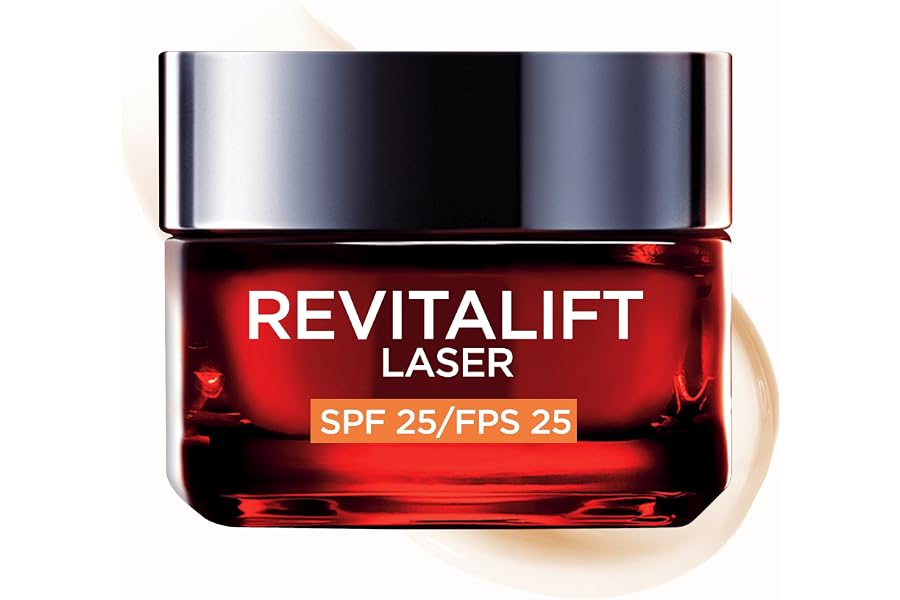 L'Oréal Paris Revitalift Laser SPF 25, Crema de Día Nº1 Anti-Edad Triple Acción, con Pro-Retinol, Ácido Hialurónico y Vitamin