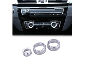 DIYUCAR Lot de 3 boutons de climatisation pour voiture 1 2 3 4 F30 F34 F46 GT X1 F48 13-17 - Accessoire en alliage (argent)
