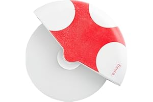 FISURA – Cortador de pizza original. Cortapizza con rueda divertido. Cuchillo para pizza de acero inoxidable y ABS. Medidas: 7,5 x 5,5 centímetros. (Seta, rojo)
