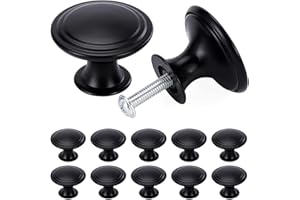 TsunNee Vintage Schrankknäufe, schicke Schubladenknäufe, antiker Stil, Küchenschrankgriffe, 30 mm, runde Möbeltürknäufe (12, schwarz)