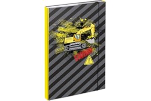 ‎BAAGL Baagl Heftbox für Schulranzen A4 - Sammelmappe für Kinder mit Gummiband und Innenklappen - Heftmappe, Sammelbox mit Gummizug für Jungen (Bagger)