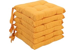 Russo Tessuti 6 Cuscini Sedie Cucina Coprisedia Imbottiti Laccetti Vari Colori Tinta Unita-Giallo