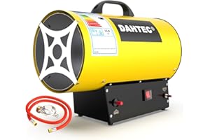 DAHTEC Chauffage d'appoint Gaz 15 kW Canon à Chaleur Radiateur Soufflant à Gaz Chauffage Radiant Souffleur d'air Chaud de Chantier, Jaune