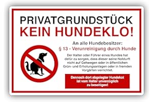 SOOBSOO Kein Hundeklo - Privatgrundstück Schild 20x30cm aus stabiler Hartschaumplatte in 3mm Stärke - mit UV-Schutz und witterungsbeständig