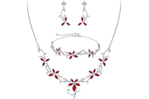 Clearine Parure Bijoux Femme Mariage Zircone Cubique Collier Boucles d'oreilles et Bracelet 3PCS Ensemble pour Fête Mariée