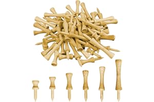 TOPBELIEF 60 camisetas de golf de bambú para castillo, tamaño mixto, antirebanadas, personalizables, de madera natural, 32 mm, 39 mm, 45 mm, 51 mm, 60 mm, 70 mm