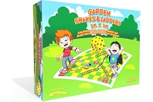 TRADITIONAL GARDEN GAMES Giant Snakes and Ladders Outdoor Game – Life-Sized 3x3 Meter Mat with Inflatable Dice – Family Fun for Kids & Adults, Includes Ground Pegs – Ideal for Garden Parties, BBQs & Gatherings