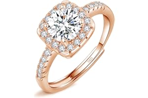 Josfeva Silber Damen Ringe, 925 Sterling Silber Trauringe, Silber Rosegold Gold Hochzeitsringe, Rund Quadrat Liebe Verlobungsringe mit Rund - Weiß Zirkonia, Antragsringe für Liebe Frau Braut