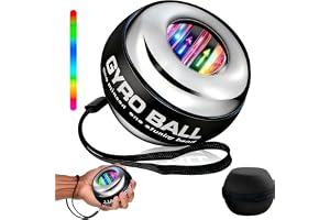 Gyroball - Träningsboll för handled, handledsstärkande, 5 resistensnivåer, med blå och röd ljuseffekt, inkluderar för att stärka armar, fingrar, handleder (metallhölje)