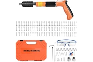 KEDIFOAI Pistola Per Chiodi Con 120 Pezzi Rotondi, Pistola per Unghie Sparachiodi, Portatile Nail Gun Silenziatore Regolabile Pistola Per Chiodi In Acciaio Pistola Per Chiodi Pistola (ORANGE+120PCS)