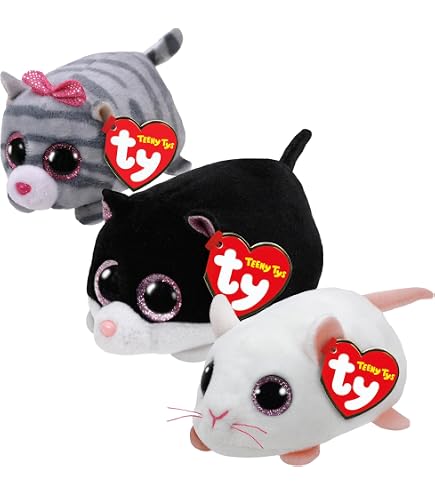 TY Toys Teeny Multipacks Curly Pig, Darby Dragon, Cara Cat