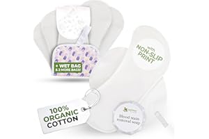 ‎NATISSY Öko Stoffbinden waschbar mit rutschfestem Druck aus Bio Baumwolle für starke Blutung & Inkontinenz (Größe L+XL, 6er-Pack); waschbar bei hoher T°; lange, dünne Binden für Damen für bequeme Periodentage