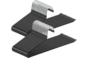 ABHENG Grucce per pantaloni, Gancio Grucce per Pantaloni, confezione da 30, Appendiabiti Salvaspazio Bianca, Gruccette in Acciaio Inox, Cromate, 38 x 0,5 x 13 cm, Nero, AIY0530B