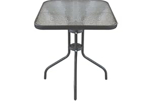 Multistore 2002 Bistrotisch Balkontisch Glastisch 60x60cm Beistelltisch Gartentisch mit Glasplatte - Anthrazit