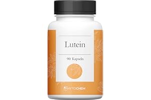 Phytochem Lutein 90 Kapseln, hochdosiert mit 50 mg natürlichen Carotinoiden pro Tagesdosis, vegan und ohne Zusatzstoffe, 45 Tage Vorrat.