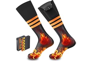 BIAOQINBO Calze Riscaldate a Batteria Ricaricabili 10000mAh 7.4V Elettrici Calzini 4 Livelli di Riscaldamento, Calzino Termiche Riscaldanti Inverno Scaldapiedi Heated socks Uomo Donna