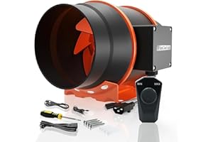 FanGoFast Ventilatore tubolare da 200 mm con controllo variabile della velocità, scarico del fumo, ventilatore ideale con presa IEC per ventilazione e ventola di scarico