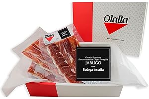 OLALLA 1 kg Jambon Bellota PATA NEGRA 100% Iberique DOP JABUGO SUMMUN Tranche Cru au Couteau - Jamon Iberico Espagnol Cru - Charcuterie Ibérique Espagne Panier Gourmand - (10 packs 100 gr)