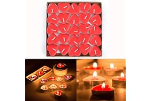Txyk Parfumée Bougies Lot de 50 Bougies Forme de Coeur d'amour Décoratives en Forme de Cœur pour Fête Anniversaire 3.8 * 3.8 * 1cm(Rouge)