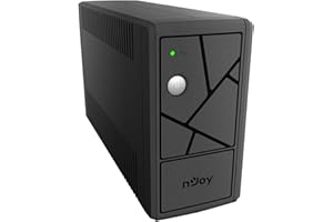 nJoy Keen 800VA Gruppo di Continuità 480 Watt, Tecnologia Line Interactive, Onda Sinusoidale Simulata, AVR, USB, 2 Uscite Shuko, Rj11 RJ45 In/Out, Software per Gestione UPS, 1 Batteria