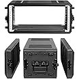 Diandian 4U Rack Case Shallow 12" Depth, 19" Rackmount Flight Case, Watertight Dust-Proof, Shock Mount for Amplifier, Pro Audio, DJ Mixer, Effects with Microphone Compartments