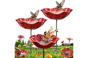 Blumen Gartenstecker Vogeltränke, Metall Blume Bienentränke Für Den Garten, Handmade Metal Flower Garden Stake Bird Bath, Insektentränke Gartens Für Bienens Schmetterlingstränke (3 Stück)
