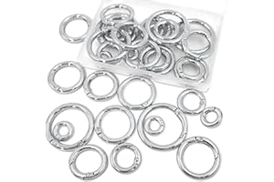 BieFuSin 20 Piezas Mosquetón Redondo, Gancho de Resorte Redondo, Resorte Redondo de Aleación de Zinc, Llavero de Cierres de Resorte para Manualidades y Accesorios de Bolsos (Plata)
