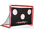 BremToy 2 in 1 Football Goal 6ft x 4ft, Football Goals for the Garden with Target Goal Net, Waterproof Oxford Cloth Football Goal for Kids, 4 U-Shaped Steel Stakes, Portable Bag