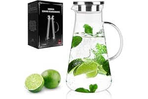 LIBWYS 2200ml Glass Water Jug - Glass Pitcher with Lid, Water Carafe Borosilicate Glass, Heat Resistant Glass jug for DIY Beverages, Juice, Hot/Cold Tea, Milk