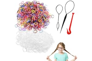 JANEROWEE Pack of 800 Multicolore Mini Chouchous, Mini Rubber Bands, pour Cheveux Accessoire pour Femme Fille, élastiques multicolores, avec 2 outils de coiffure, Multicolore et transparent.