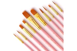 Bougimal Pennelli per Dipingere, Set di 10 Pennelli Pittura per Principianti, Bambini y Artisti - Rosa