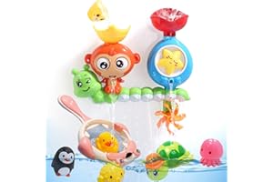 HOLYFUN Badewannenspielzeug mit schwimmendem Spritzspielzeug für Jungen und Mädchen, Angelspiel für Kleinkinder und Babys