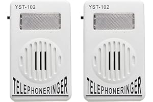 BAAQII 2 unidades de 95 dB, teléfono amplificador de anillo de teléfono, reproductor de medios estroboscópico, amplificador de sonido timbre de tono campana, intermitente extra fuerte para el hogar,