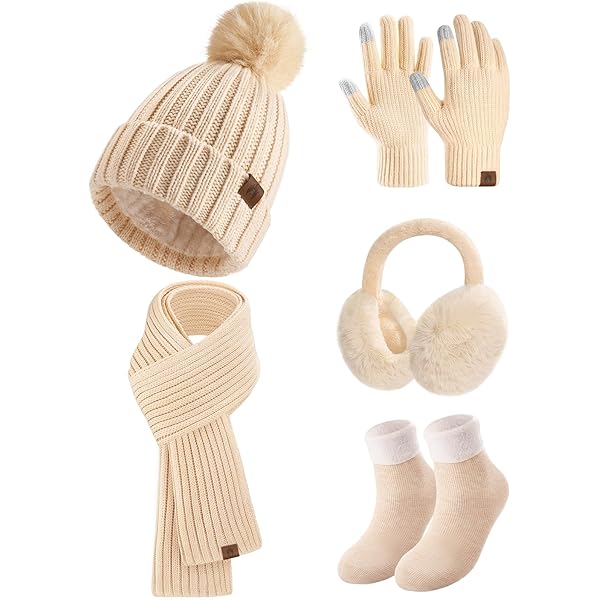 Voqeen Sjaalmuts, handschoenen, set voor dames, winter, ski-muts voor