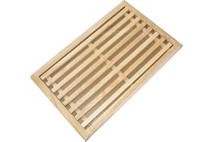 PRODBUY HOME 40cm x 25cm Rectangular Rubberwood Wooden Bread Cutting Board Crumb Catcher Tray Chopping Slicer