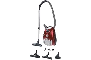 Hoover TE70_TE75 Aspirateur traineau avec sac Telios Plus ultra silencieux AAAA Spécial animaux et parquet, 450 W, Rouge Métallique