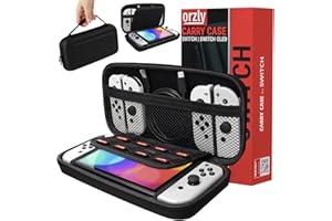 Orzly Carry Case Compatible with Nintendo Switch and New Switch OLED Console - Black Protective Hard Portable Travel Carry Ca
