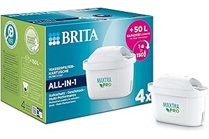 BRITA Cartouche, boîtier, couvercle : 50% plastique biosourcé, échangeur d'ions à mailles extra fines, charbon actif fabriqué à partir de coquilles de noix de coco tissu filtrant, blanc