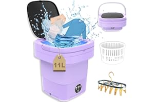 SULIAO Portable Washing Machine, 11L 2 in 1 Mini Washer Machine and Dryer Weighs 1.8kg, Foldable Small Smart Laundry Machine with 3 Cleaning Modes for Baby Clothes, Underwear, Camping, RV, Travel