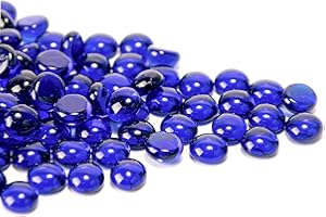 MESCHETT 50 Piezas de Gemas de Vidrio,Azul mancala Stones Cuentas de mármol de Fondo Plano para el hogar, Arte Decorativo,Relleno de jarrones (1.3cm ~ 1.8cm)